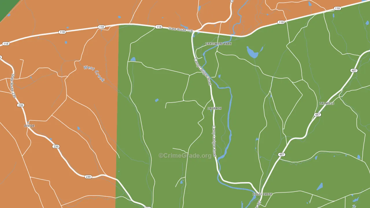 Laubachs, PA Map of Vehicle Theft Rates