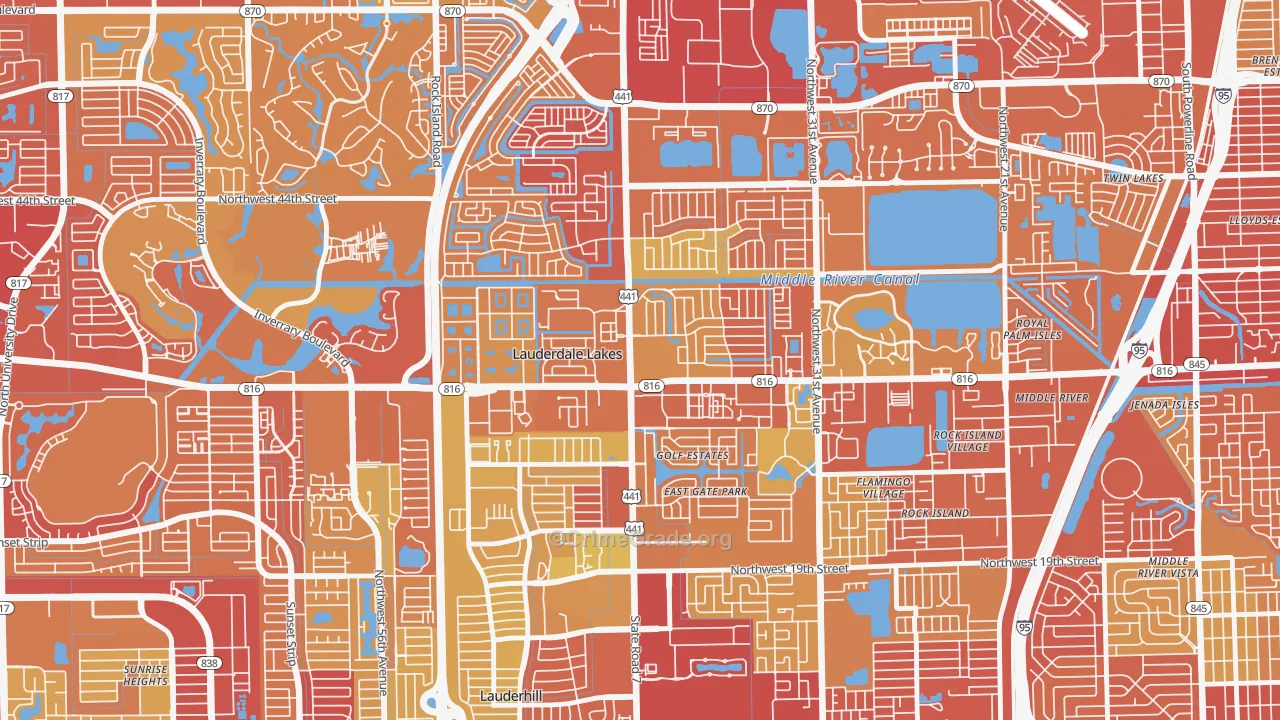 Lauderdale Lakes, FL Map of Vehicle Theft Rates