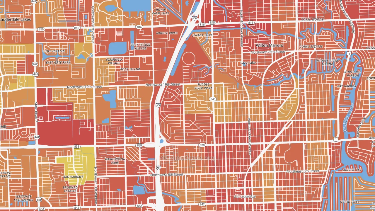 Lauderdale Manors, Fort Lauderdale, FL Map of Vehicle Theft Rates