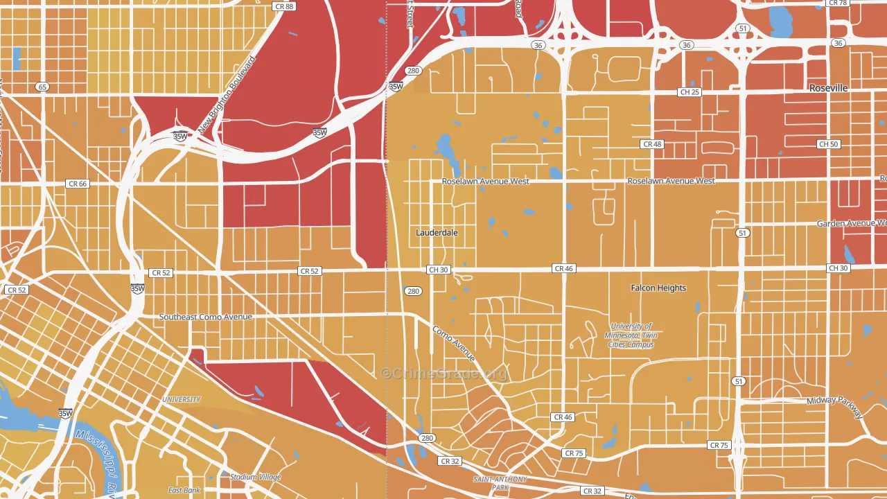 Lauderdale, MN Map of Vehicle Theft Rates