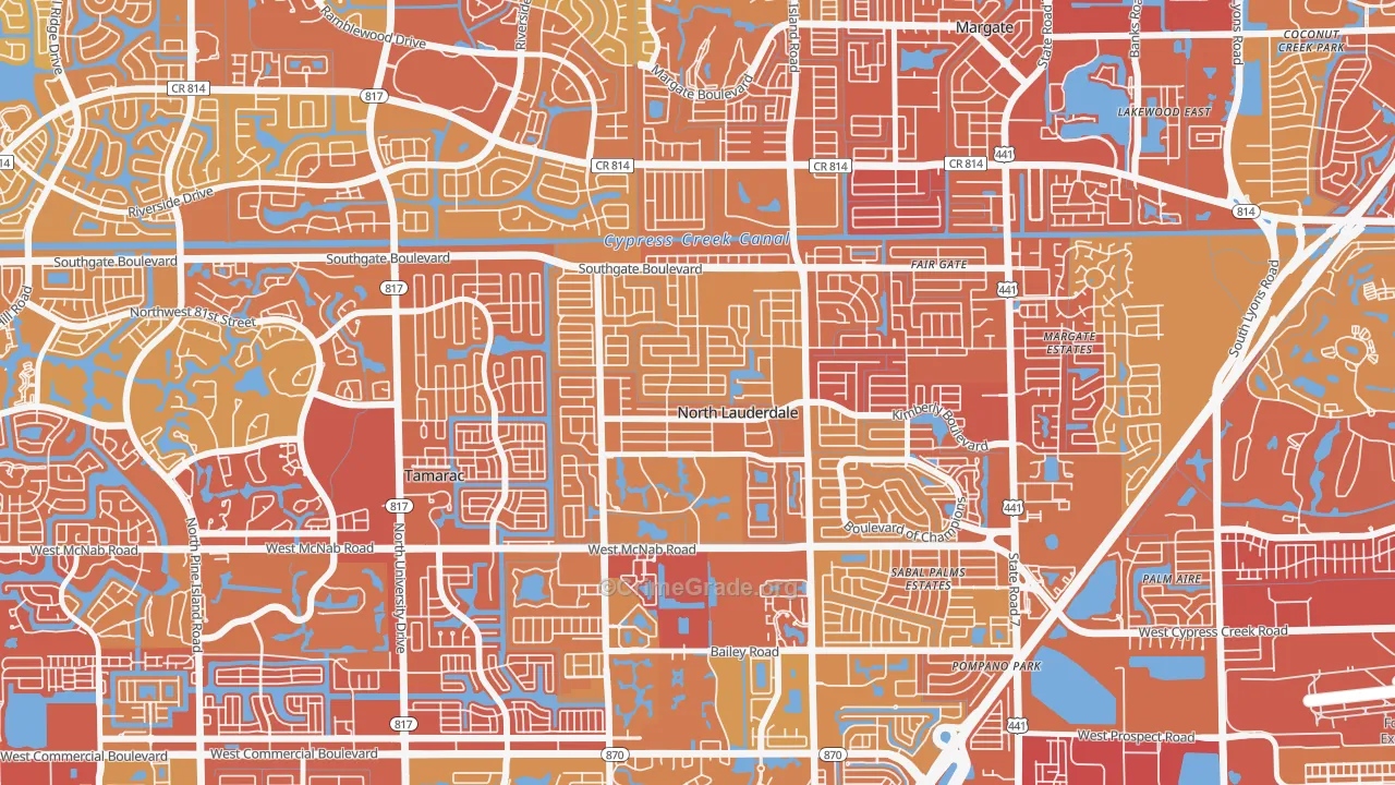 Lauderdale North Park, North Lauderdale, FL Map of Vehicle Theft Rates