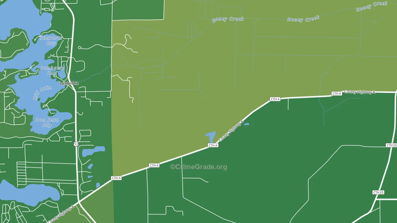 Lauderdale, WI Map of Vehicle Theft Rates