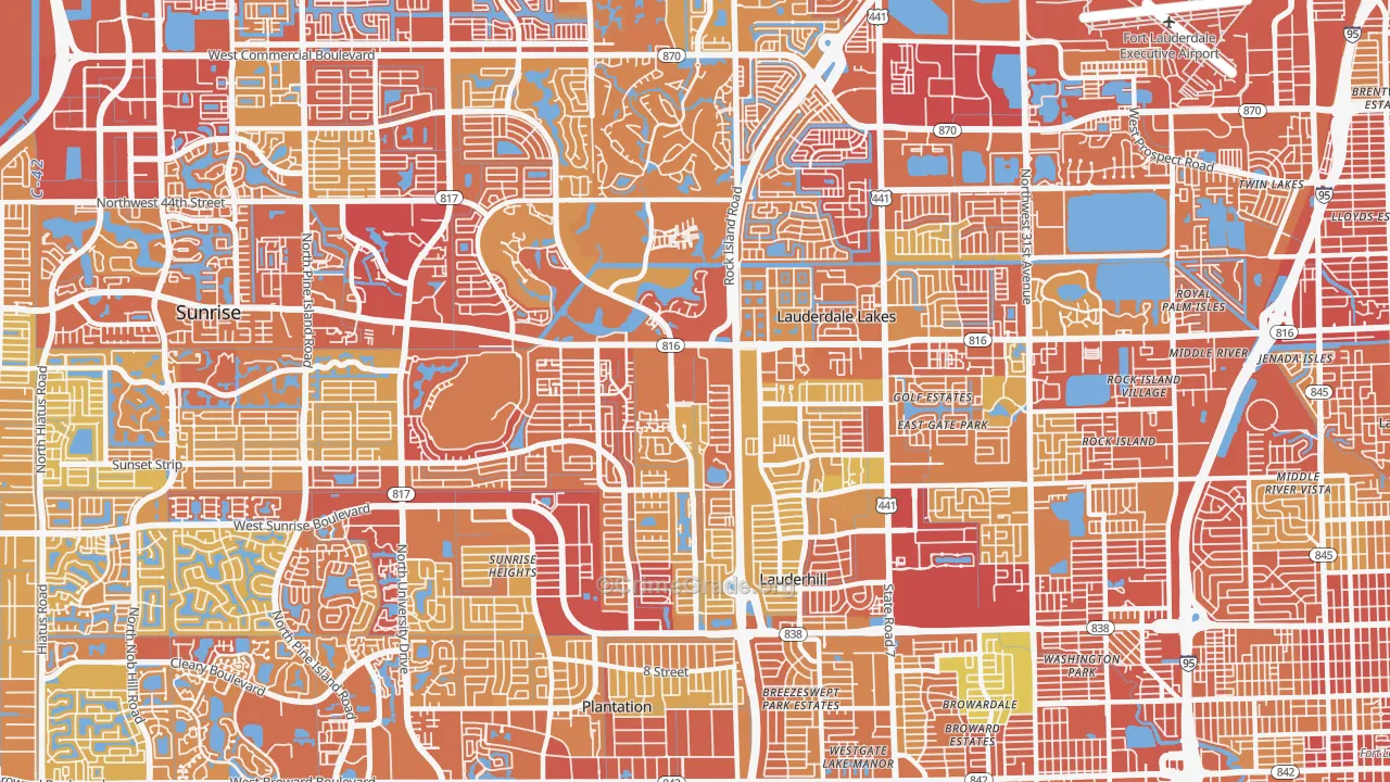 Lauderhill, FL Map of Vehicle Theft Rates