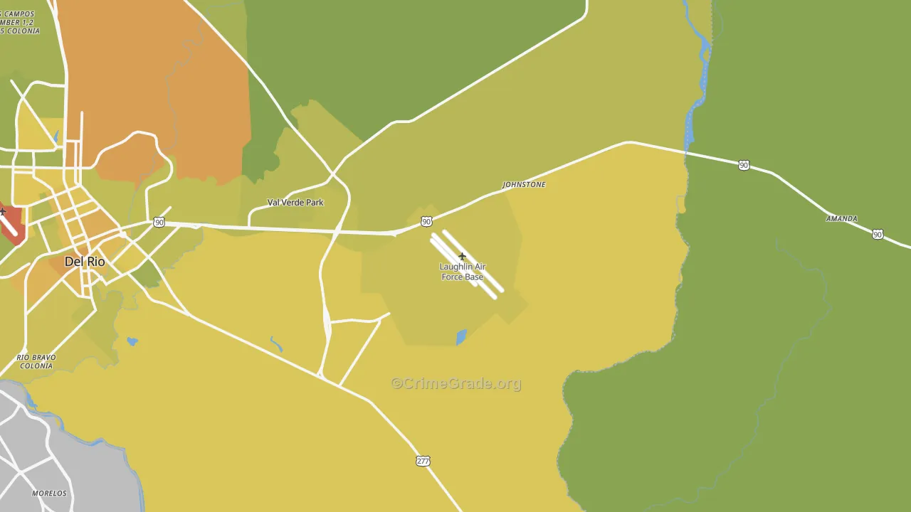 Laughlin A F B, TX Map of Vehicle Theft Rates