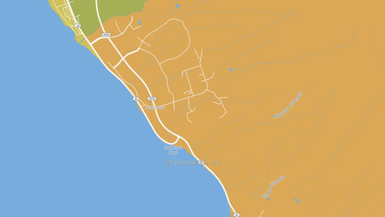 Launiupoko, HI Map of Vehicle Theft Rates