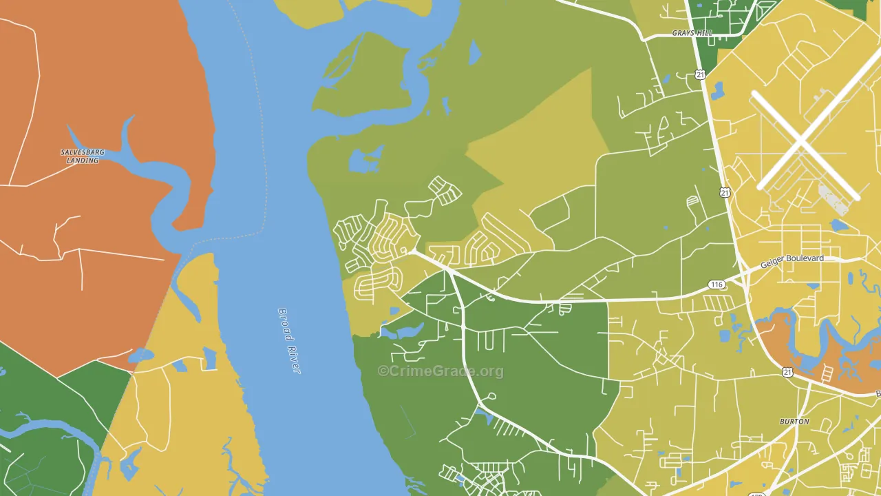 Laurel Bay, SC Map of Vehicle Theft Rates