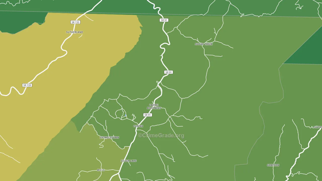 Laurel Bloomery, TN Map of Vehicle Theft Rates
