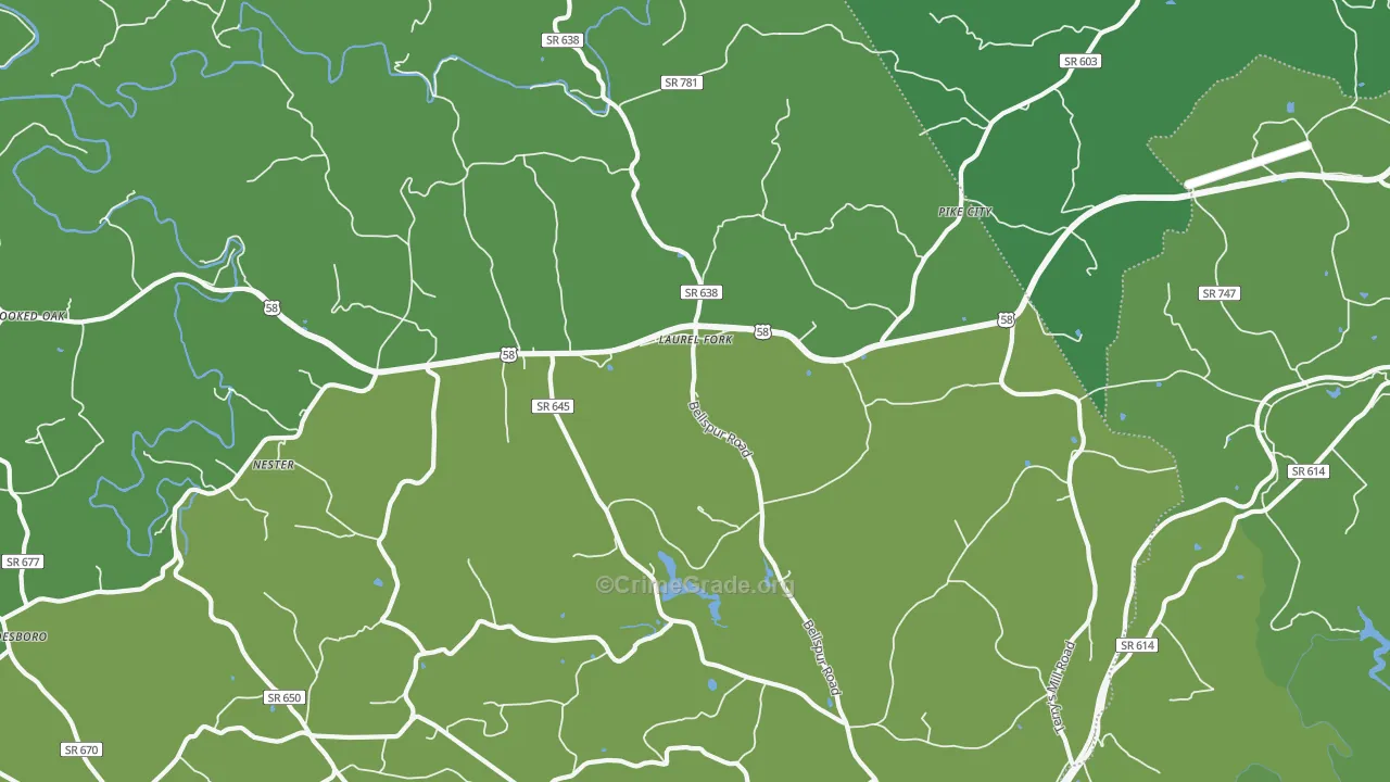 Laurel Fork, VA Map of Vehicle Theft Rates