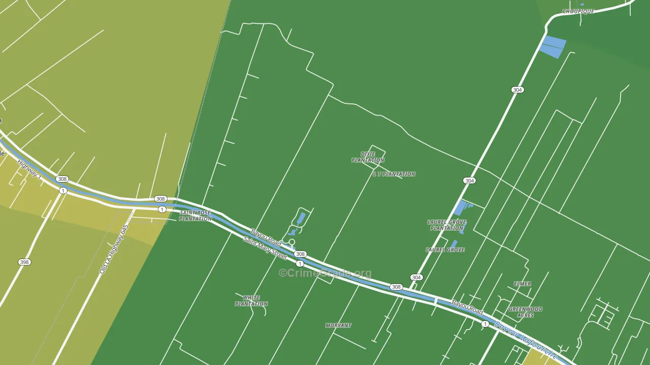 Laurel Grove, LA Map of Vehicle Theft Rates