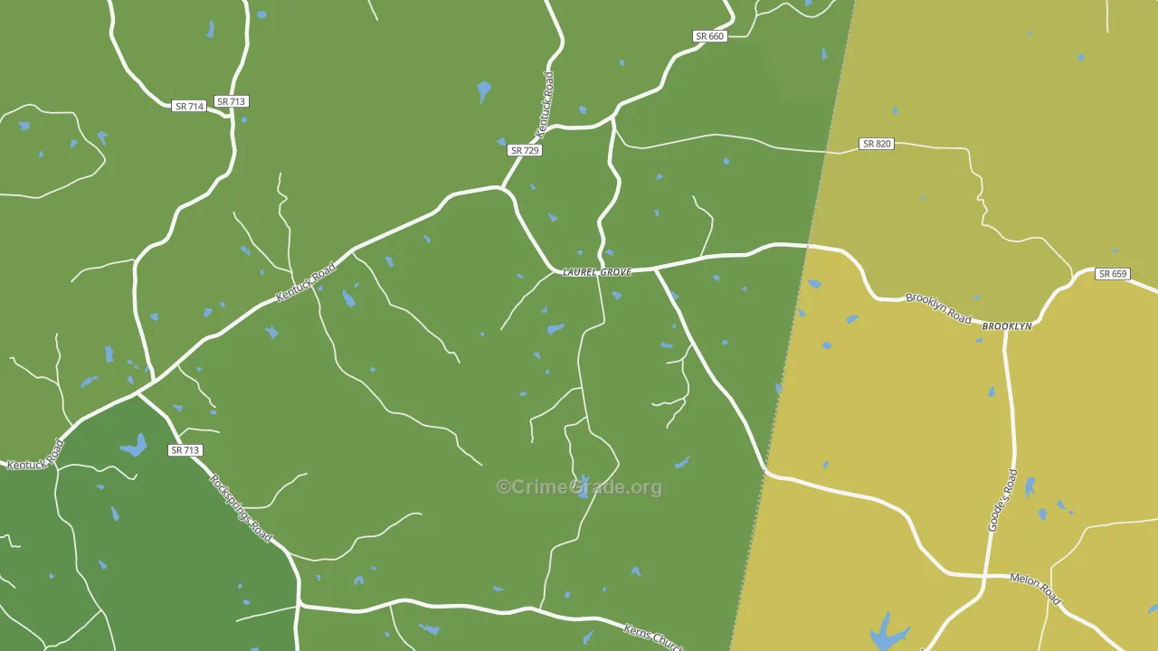 Laurel Grove, VA Map of Vehicle Theft Rates