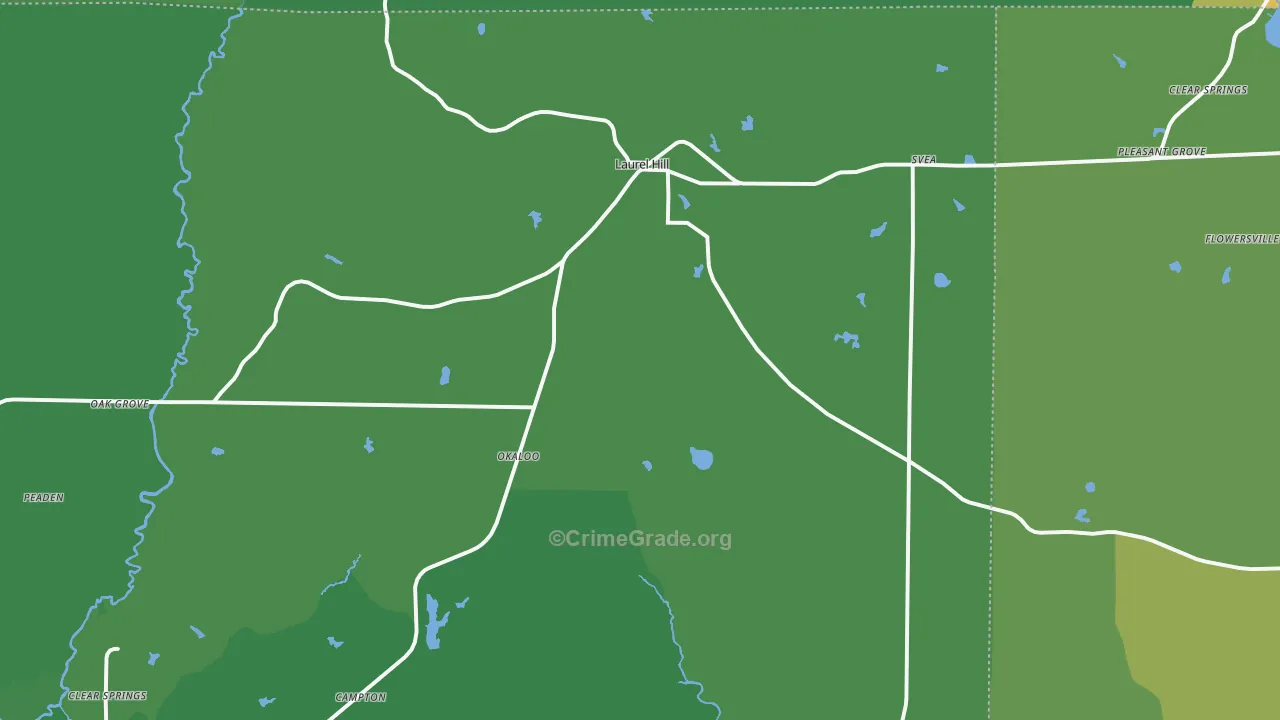 Laurel Hill, FL Map of Vehicle Theft Rates
