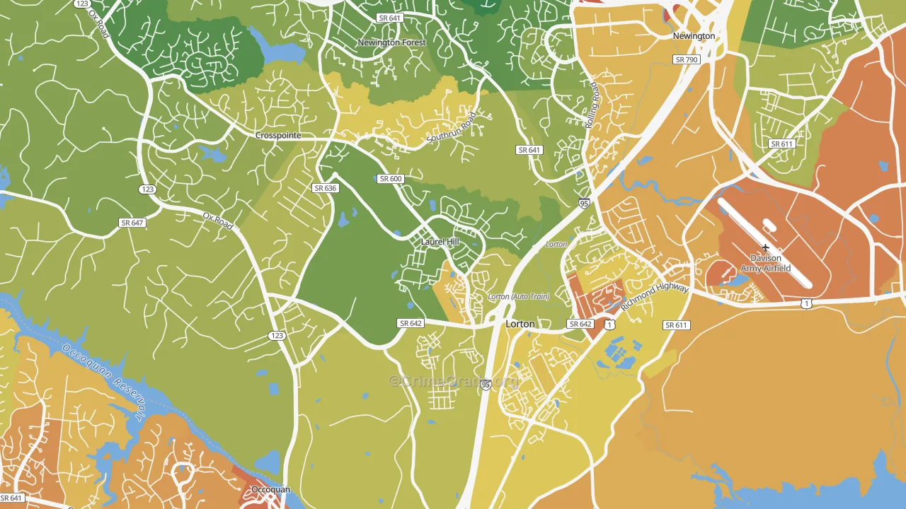 Laurel Hill, VA Map of Vehicle Theft Rates