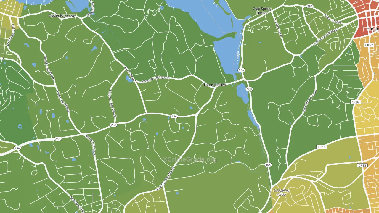 Laurel Hollow, NY Map of Vehicle Theft Rates