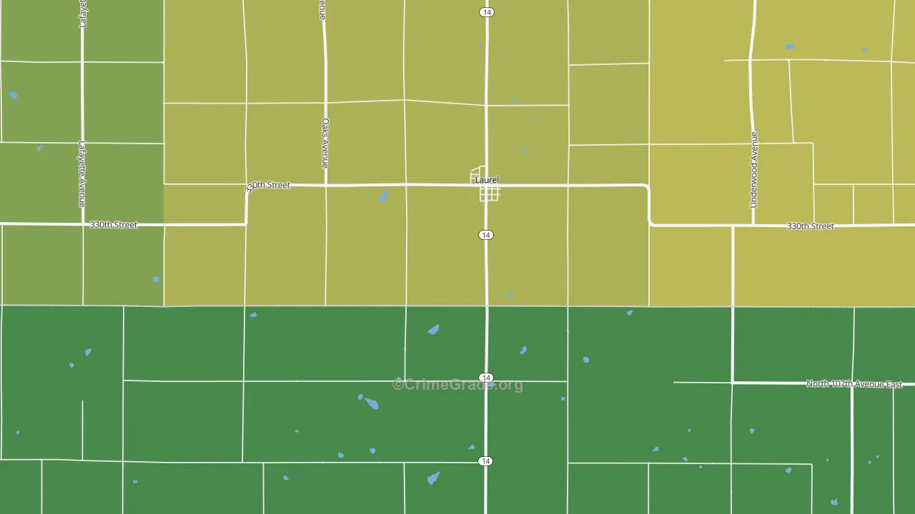 Laurel, IA Map of Vehicle Theft Rates