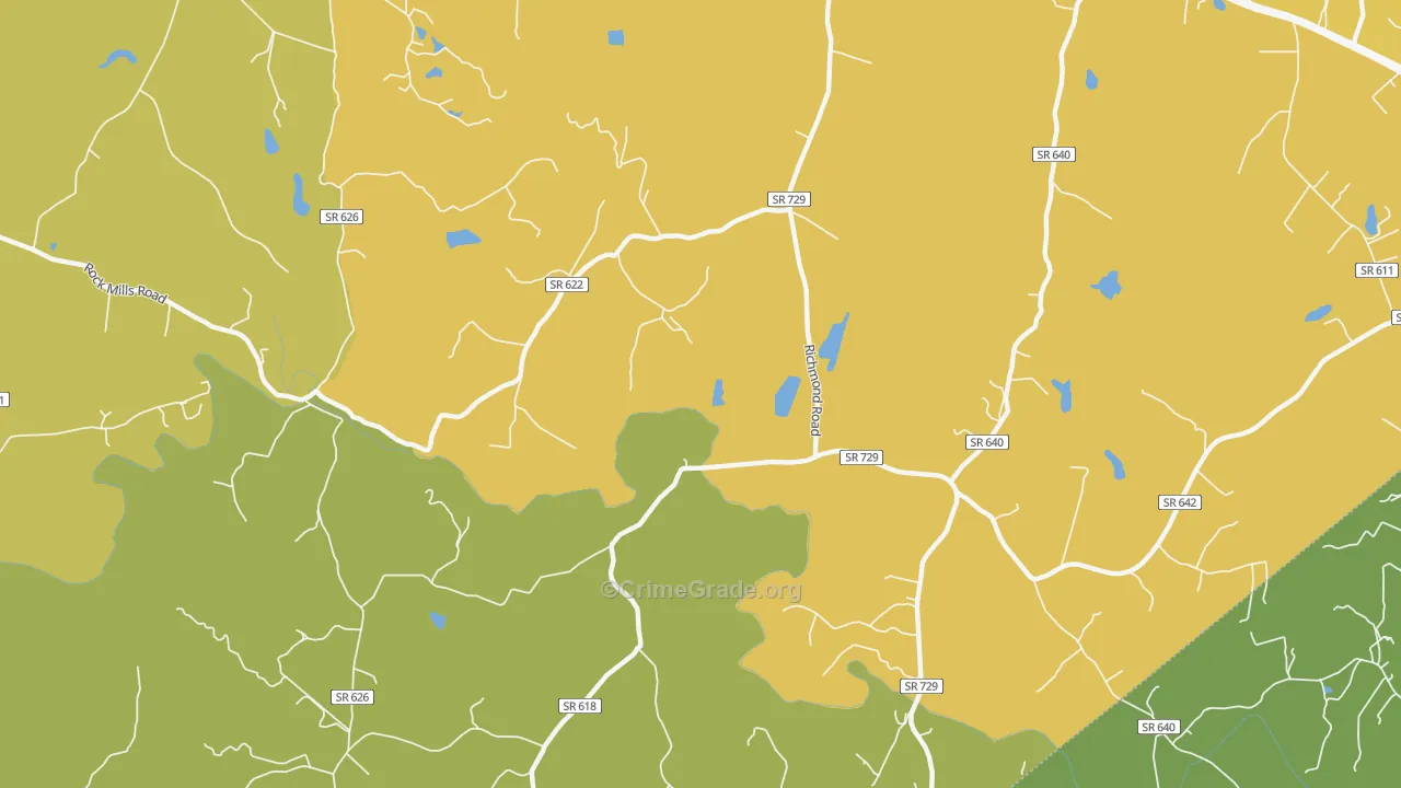 Laurel Mills, VA Map of Vehicle Theft Rates