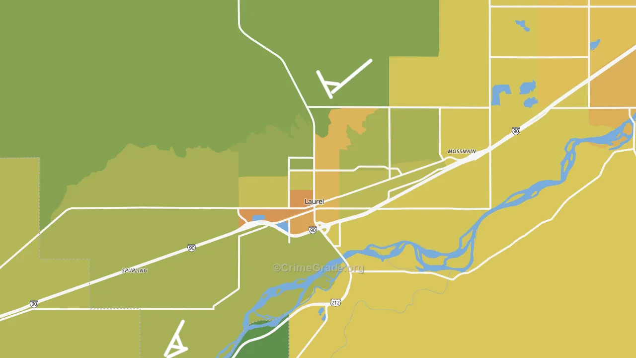 Laurel, MT Map of Vehicle Theft Rates