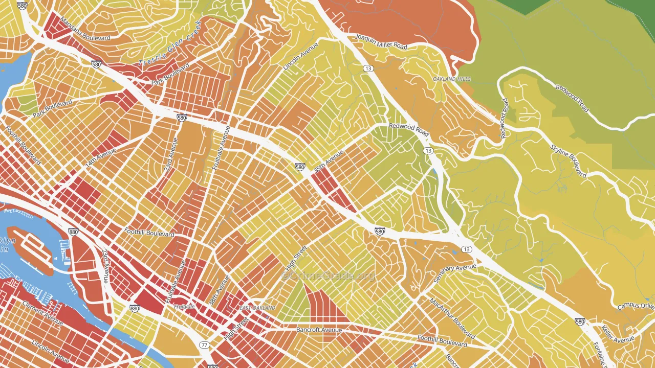 Laurel, Oakland, CA Map of Vehicle Theft Rates