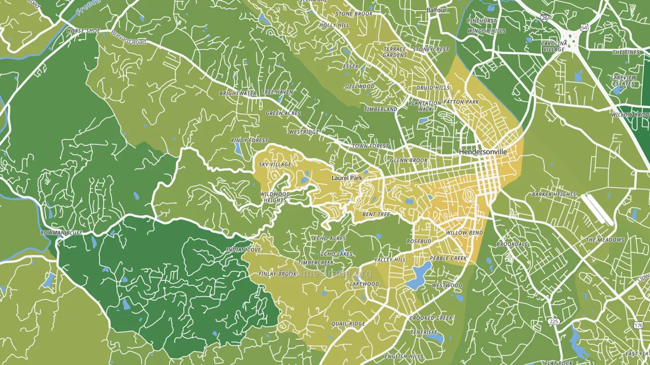 Laurel Park, NC Map of Vehicle Theft Rates