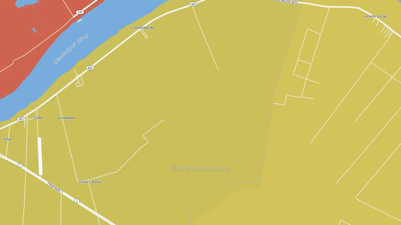 Laurel Ridge, LA Map of Vehicle Theft Rates
