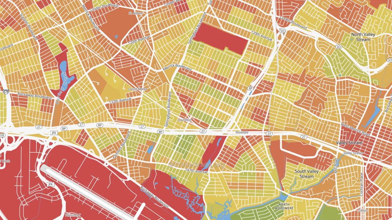 Laurelton, Queens, NY Map of Vehicle Theft Rates