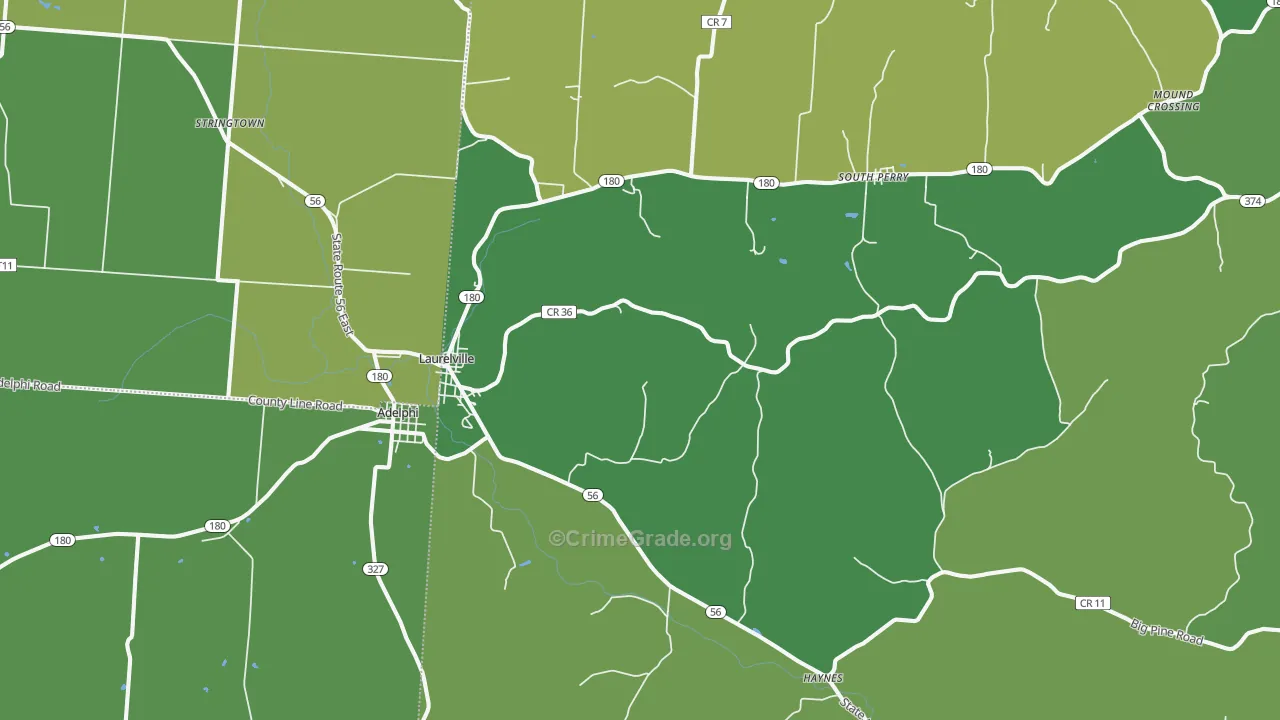 Laurelville, OH Map of Vehicle Theft Rates