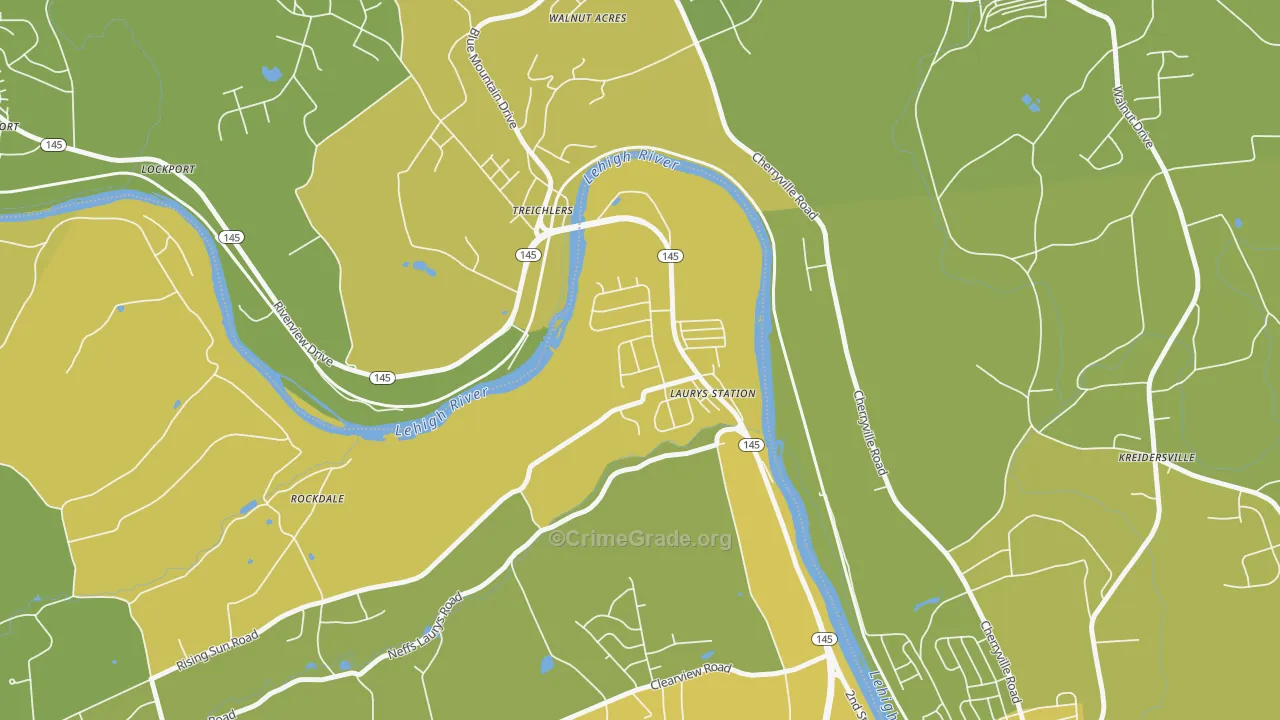 Laurys Station, PA Map of Vehicle Theft Rates