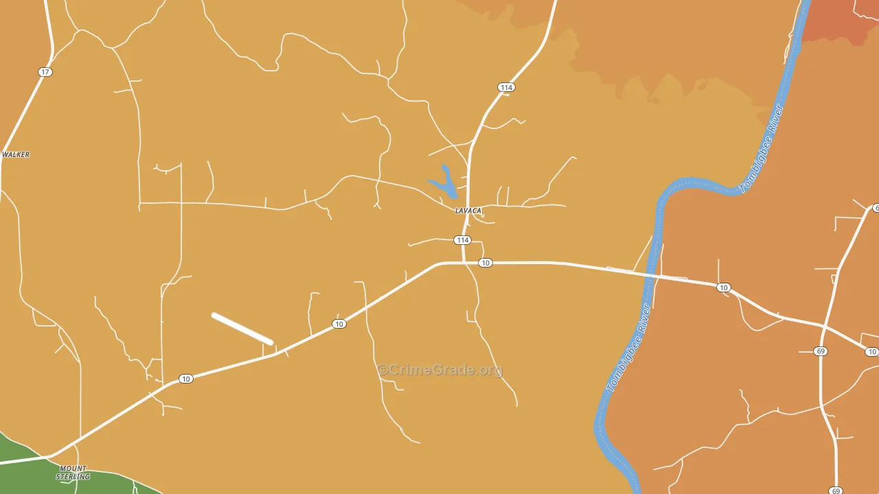 Lavaca, AL Map of Vehicle Theft Rates