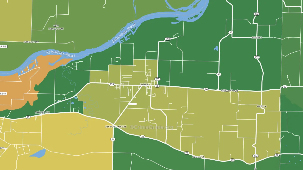 Lavaca, AR Map of Vehicle Theft Rates