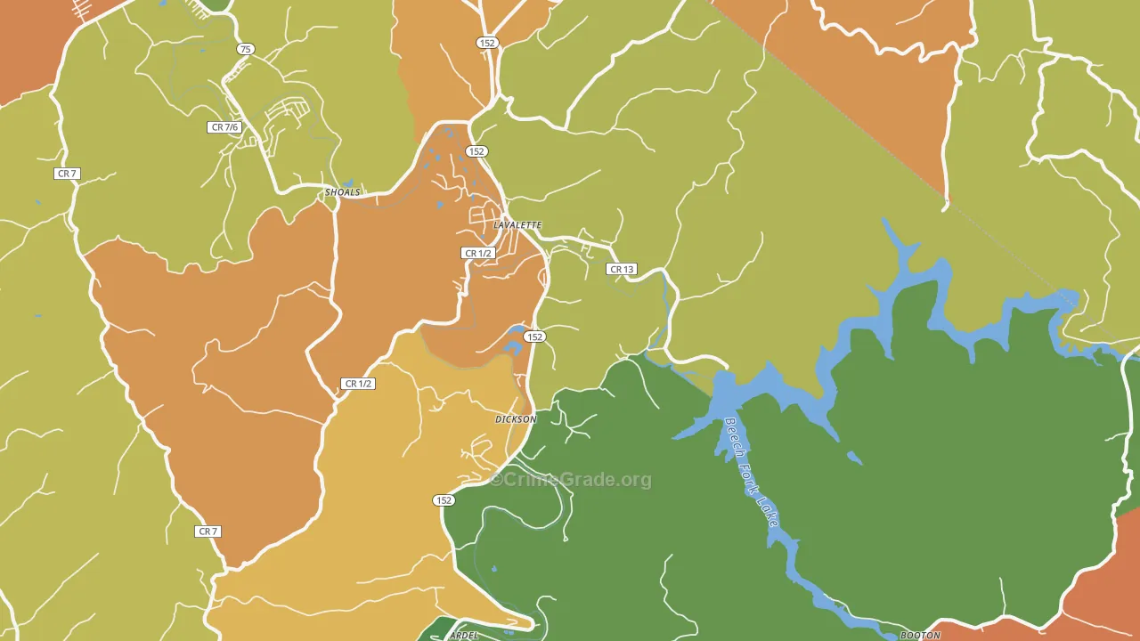 Lavalette, WV Map of Vehicle Theft Rates