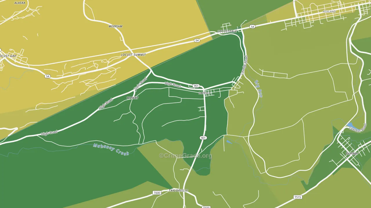 Lavelle, PA Map of Vehicle Theft Rates