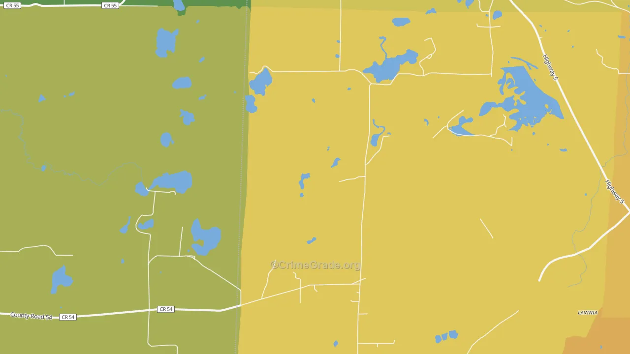 Lavinia, MN Map of Vehicle Theft Rates