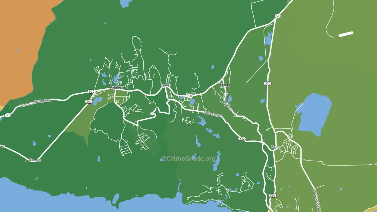 Lawai, HI Map of Vehicle Theft Rates