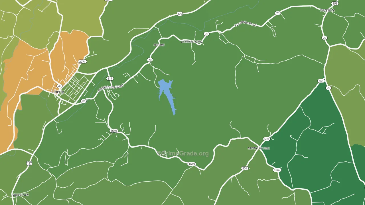 Lawhorn Hill, KY Map of Vehicle Theft Rates