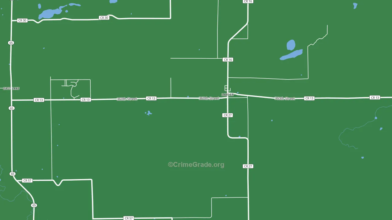 Lawler, MN Map of Vehicle Theft Rates