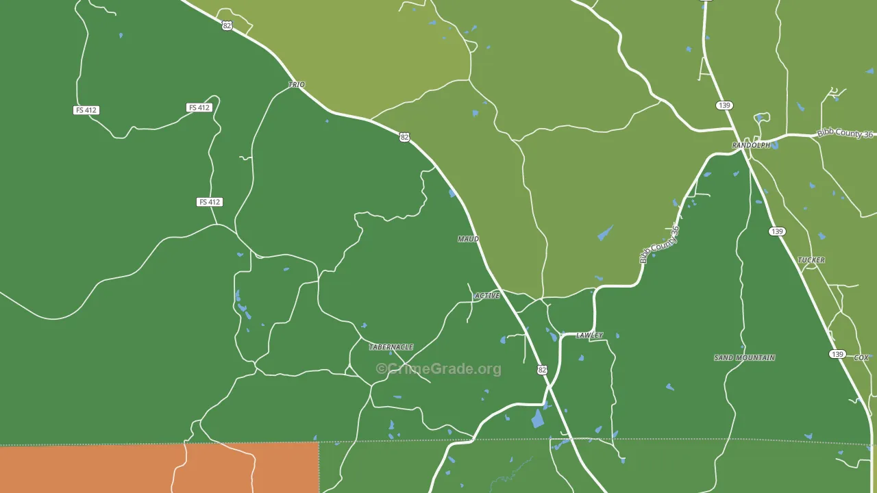Lawley, AL Map of Vehicle Theft Rates