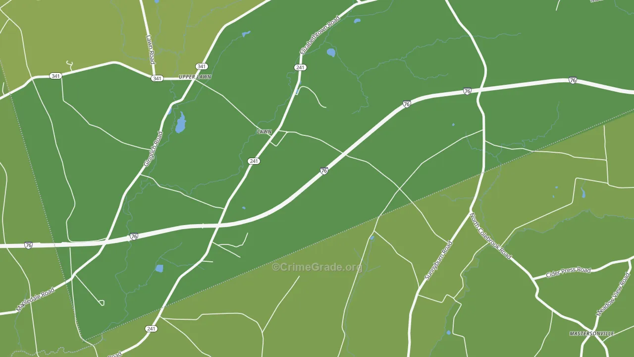 Lawn, PA Map of Vehicle Theft Rates