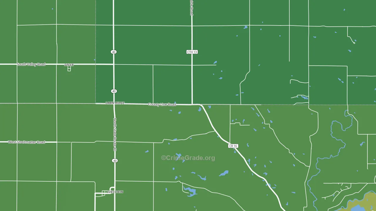 Lawn Ridge, IL Map of Vehicle Theft Rates