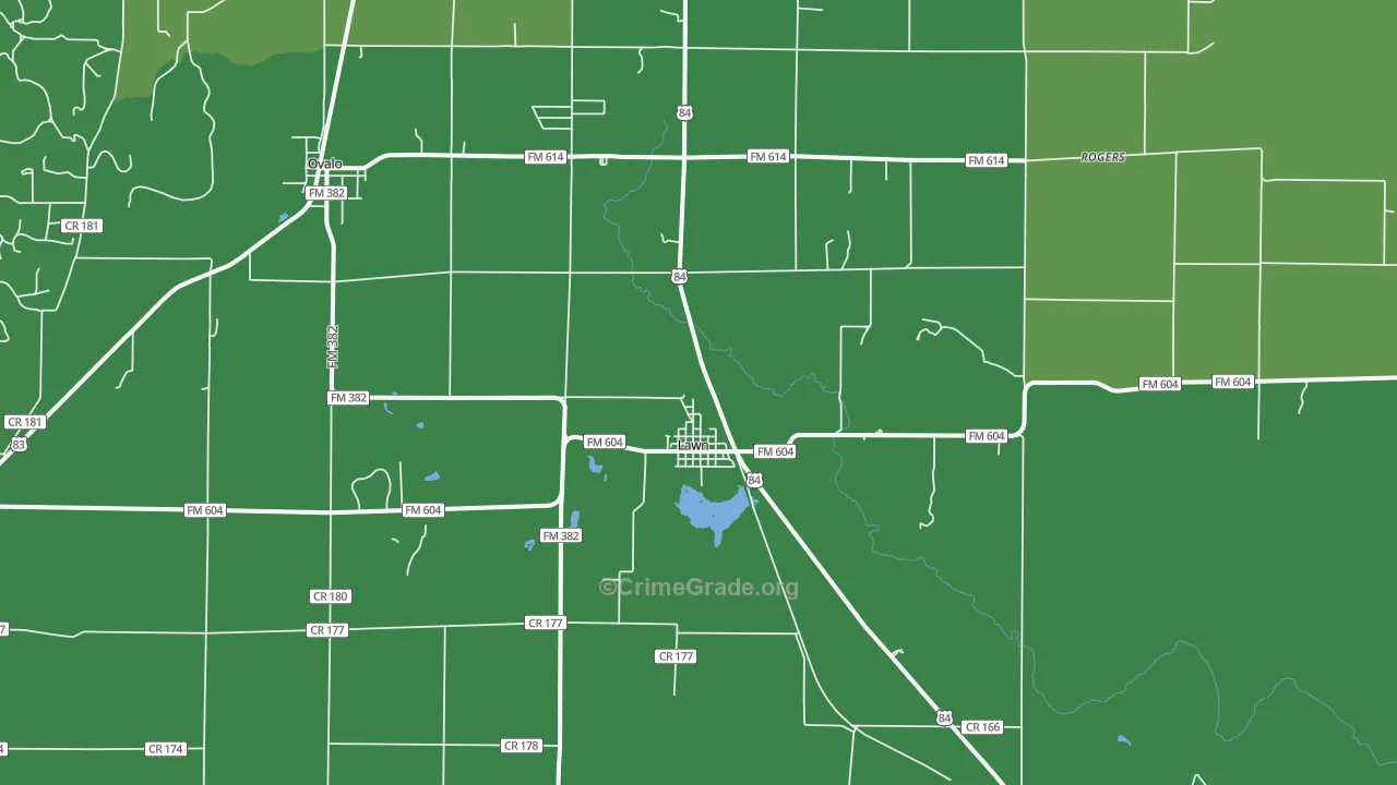 Lawn, TX Map of Vehicle Theft Rates