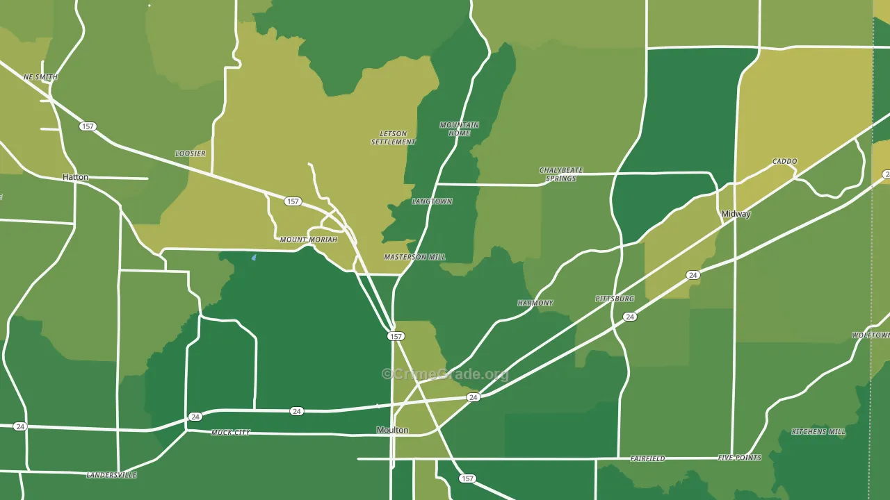 Lawrence County, AL Map of Vehicle Theft Rates