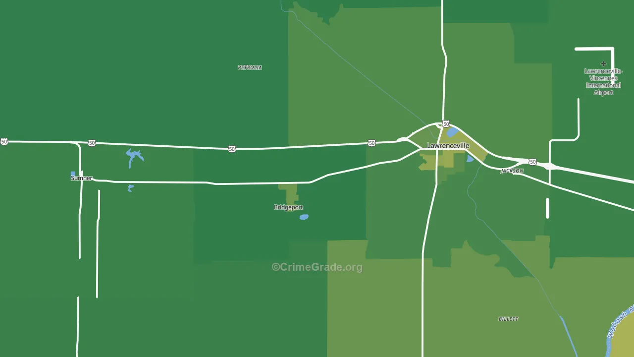 Lawrence County, IL Map of Vehicle Theft Rates