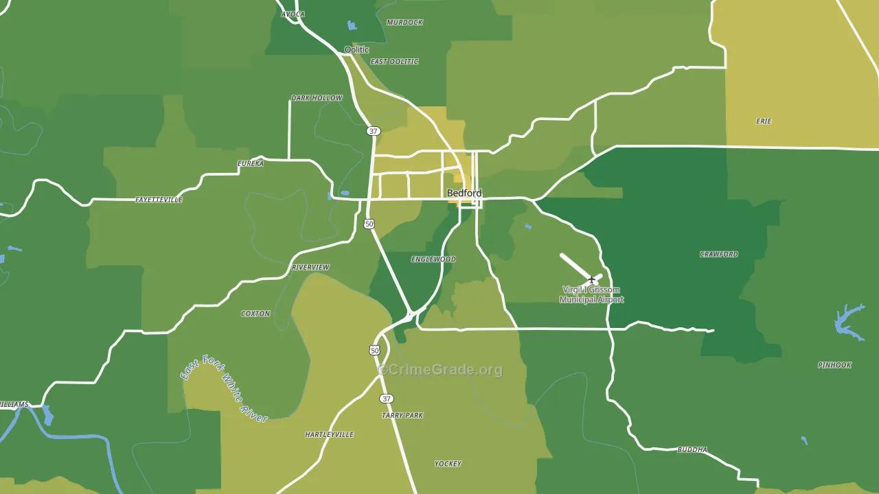 Lawrence County, IN Map of Vehicle Theft Rates