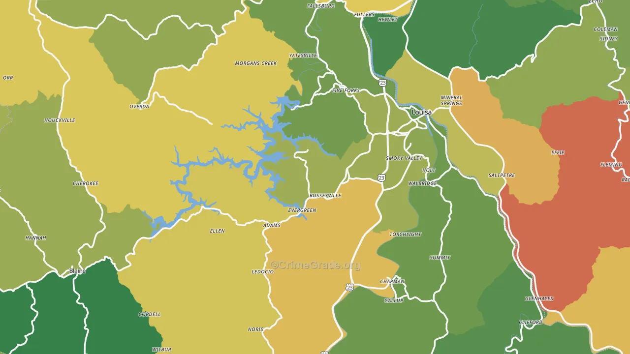 Lawrence County, KY Map of Vehicle Theft Rates