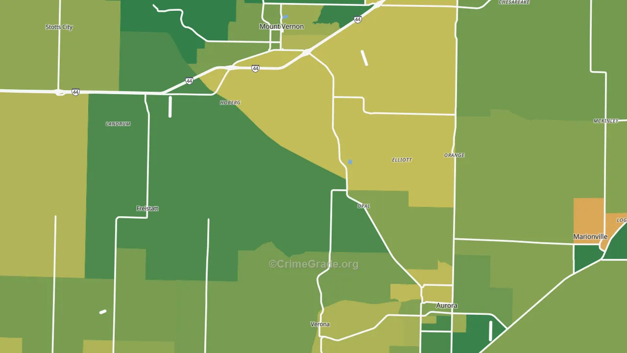 Lawrence County, MO Map of Vehicle Theft Rates