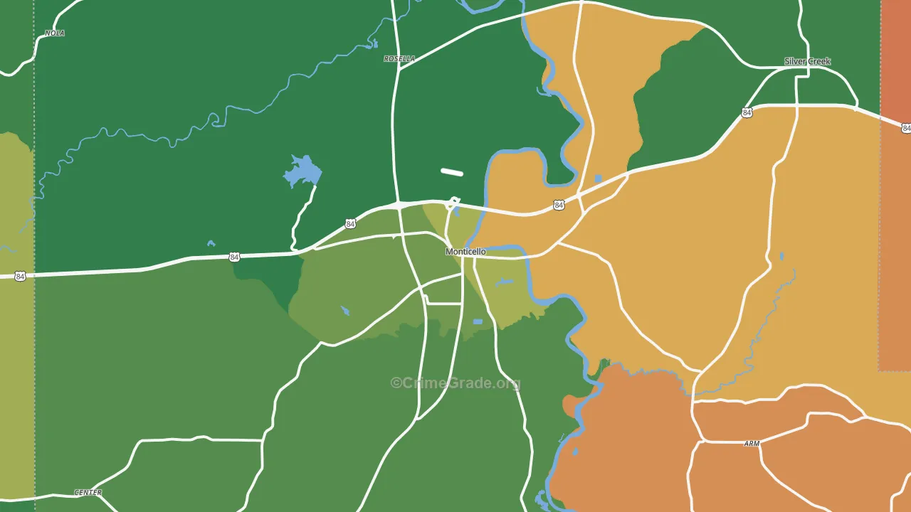Lawrence County, MS Map of Vehicle Theft Rates