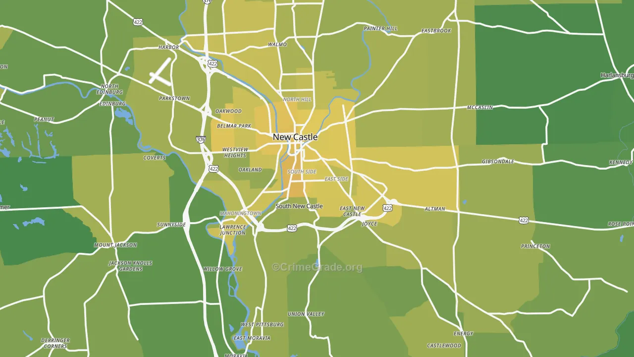 Lawrence County, PA Map of Vehicle Theft Rates