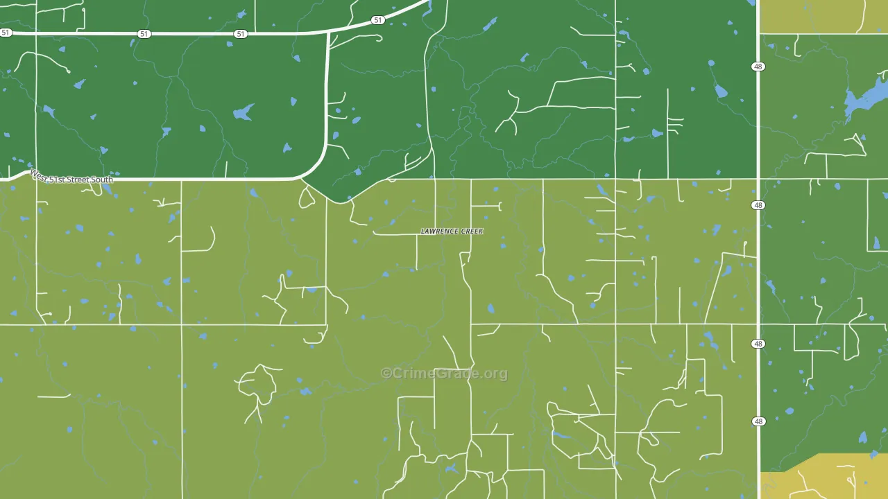 Lawrence Creek, OK Map of Vehicle Theft Rates