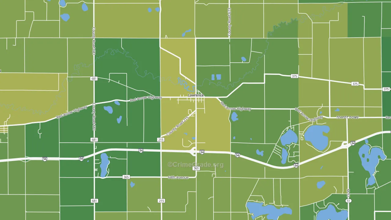 Lawrence, MI Map of Vehicle Theft Rates