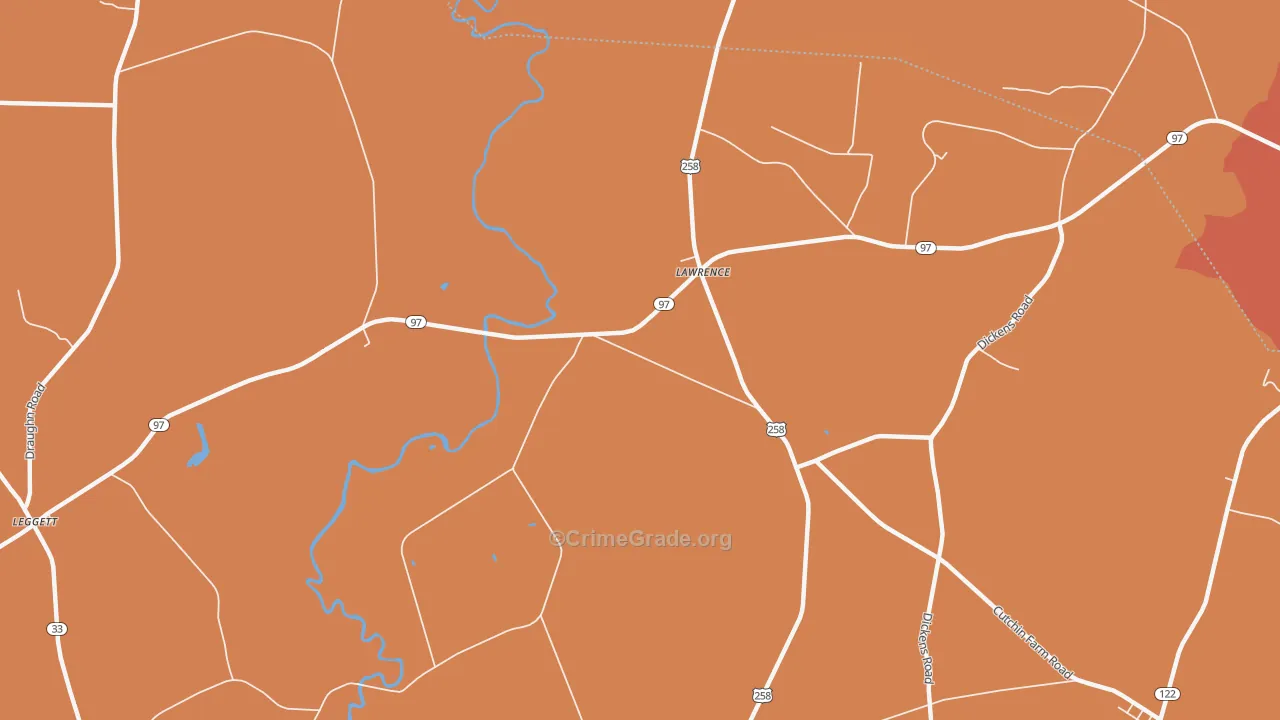 Lawrence, NC Map of Vehicle Theft Rates