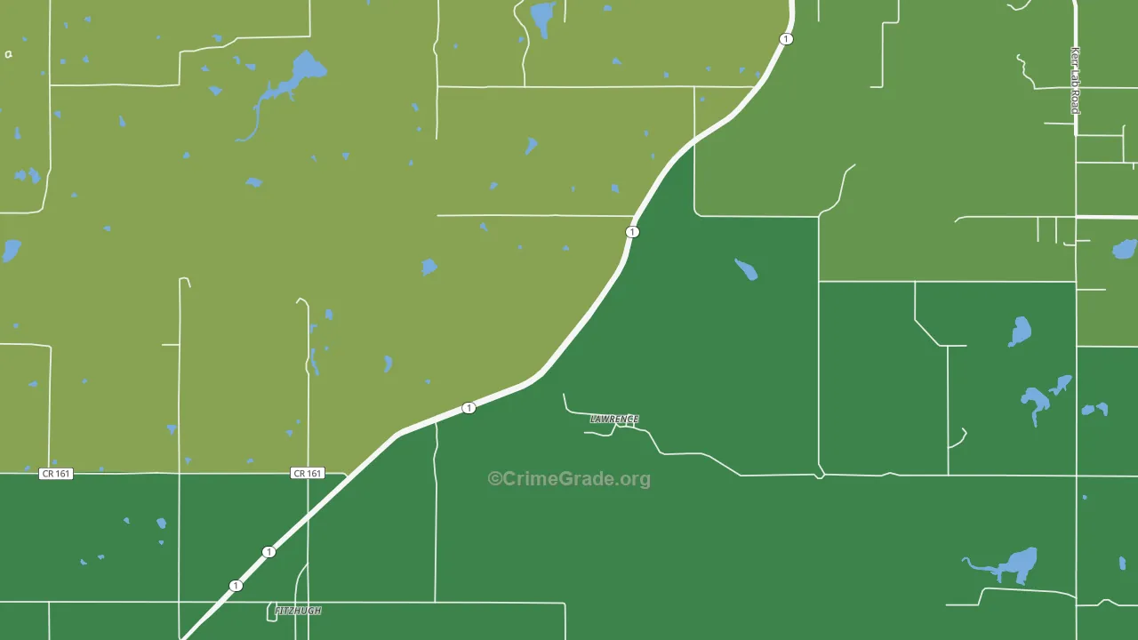 Lawrence, OK Map of Vehicle Theft Rates