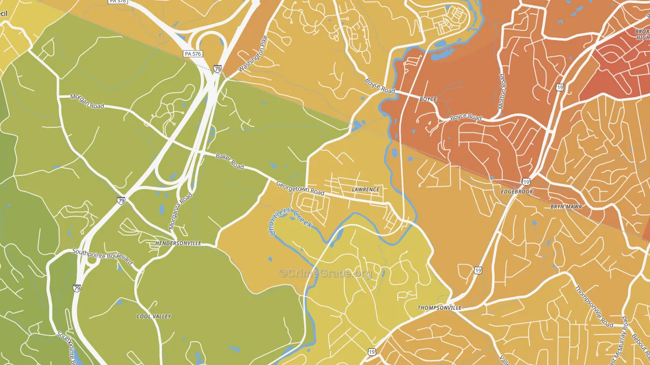 Lawrence, PA Map of Vehicle Theft Rates